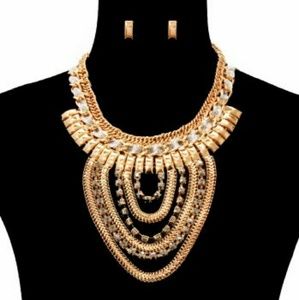 Gold Necklace and Earrings set